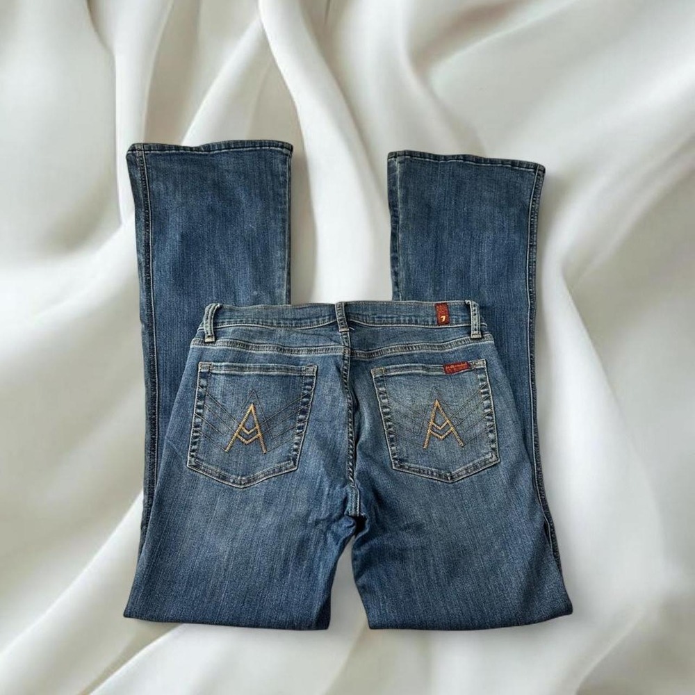 7 For All Mankind mid wash A-pocket Dojo bootcut flare denim jeans y2k